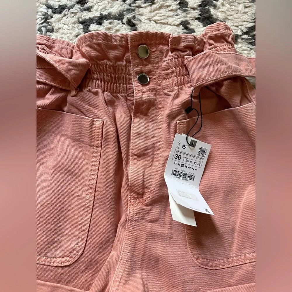 NWT ZARA BAGGY PAPERBAG SHORTS WITH BELT - Picture 10 of 13